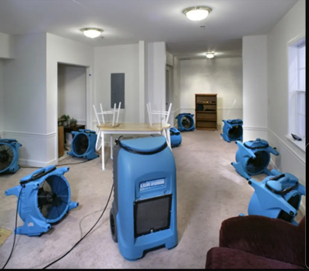 Air movers and dehumidifier setup for Water Extraction & Removal in Cedar Hill